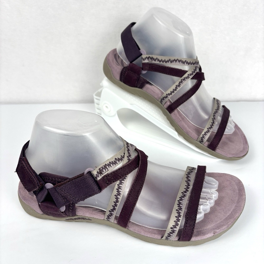 Merrell Terran 3 Cush Lattice Sandals Womens 9 Burgundy Strappy Walking J005662